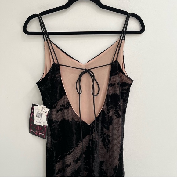 Vintage Y2K Niki Livas black burnout velvet maxi dress formal open back bias cut - Picture 7 of 14